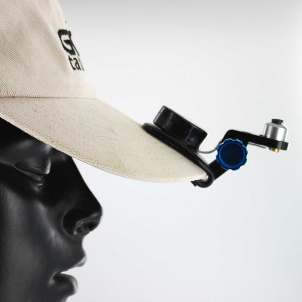 Head stop laser golf training aid on golf hat to stop excessive head movement